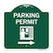 Signmission Parking Permit W/ Right Arrow, Green & White Aluminum Architectural Sign, 18" x 18", GW-1818-23401 A-DES-GW-1818-23401 - alternate 1